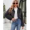 imageGihuo Womens Winter Cropped Faux Fur Coat Long Sleeve Open Front Cardigan Fleece Jackets Shaggy Parka OuterwearGrey