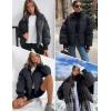 imageGihuo Womens Winter Cropped Puffer Jacket Coat Short Warm Quilted JacketBlack