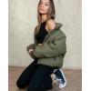 imageGihuo Womens Winter Cropped Puffer Jacket Coat Short Warm Quilted JacketGreen