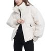 imageGihuo Womens Winter Cropped Puffer Jacket Coat Short Warm Quilted JacketWhite