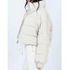 imageGihuo Womens Winter Puffer Jacket Cropped Lightweight Zip Up Padded Coat Oversized Stand Collar Short Quilted JacketsBeige