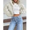 imageGihuo Womens Winter Puffer Jacket Cropped Lightweight Zip Up Padded Coat Oversized Stand Collar Short Quilted JacketsBeige