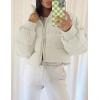 imageGihuo Womens Winter Puffer Jacket Cropped Lightweight Zip Up Padded Coat Oversized Stand Collar Short Quilted JacketsBeige