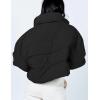 imageGihuo Womens Winter Puffer Jacket Cropped Lightweight Zip Up Padded Coat Oversized Stand Collar Short Quilted JacketsBlack