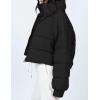 imageGihuo Womens Winter Puffer Jacket Cropped Lightweight Zip Up Padded Coat Oversized Stand Collar Short Quilted JacketsBlack