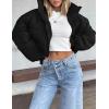 imageGihuo Womens Winter Puffer Jacket Cropped Lightweight Zip Up Padded Coat Oversized Stand Collar Short Quilted JacketsBlack