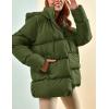 imageGihuo Womens Winter Puffer Jacket Oversized Zip Up Long Quilted Coats Lightweight Stand Collar Padded Jackets with HoodArmygreen