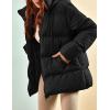 imageGihuo Womens Winter Puffer Jacket Oversized Zip Up Long Quilted Coats Lightweight Stand Collar Padded Jackets with HoodBlack