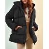 imageGihuo Womens Winter Puffer Jacket Oversized Zip Up Long Quilted Coats Lightweight Stand Collar Padded Jackets with HoodBlack