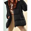 imageGihuo Womens Winter Puffer Jacket Oversized Zip Up Long Quilted Coats Lightweight Stand Collar Padded Jackets with HoodBlack