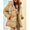 imageGihuo Womens Winter Puffer Jacket Oversized Zip Up Long Quilted Coats Lightweight Stand Collar Padded Jackets with HoodKhaki