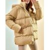 imageGihuo Womens Winter Puffer Jacket Oversized Zip Up Long Quilted Coats Lightweight Stand Collar Padded Jackets with HoodKhaki