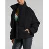 imageGihuo Womens Winter Warm Puffer Jacket Stand Collar Baggy Zip Up Short Quilted Jacket OuterwearBlack