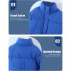 imageGihuo Womens Winter Warm Puffer Jacket Stand Collar Baggy Zip Up Short Quilted Jacket OuterwearBlue