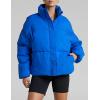 imageGihuo Womens Winter Warm Puffer Jacket Stand Collar Baggy Zip Up Short Quilted Jacket OuterwearBlue