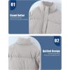 imageGihuo Womens Winter Warm Puffer Jacket Stand Collar Baggy Zip Up Short Quilted Jacket OuterwearKhaki
