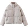 imageGihuo Womens Winter Warm Puffer Jacket Stand Collar Baggy Zip Up Short Quilted Jacket OuterwearKhaki