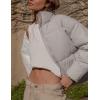 imageGihuo Womens Winter Warm Puffer Jacket Stand Collar Baggy Zip Up Short Quilted Jacket OuterwearKhaki