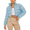 imageGihuo Women s Cropped Quilted Puffer Jacket Outerwear Coats02blue