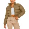 imageGihuo Women s Cropped Quilted Puffer Jacket Outerwear Coats02khaki