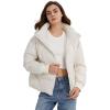 imageGihuo Womens Crop Hooded Puffer Jacket Zip Up Winter Quilted Warm Short Jacket OuterwearBeige