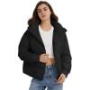 imageGihuo Womens Crop Hooded Puffer Jacket Zip Up Winter Quilted Warm Short Jacket OuterwearBlack