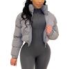 imageGihuo Womens Cropped Puffer Jacket Zip Up Winter Short Quilted Jackets Bubble CoatGrey
