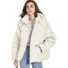 imageGihuo Womens Puffer Jacket Full Zip Quilted Hooded Bubble Coats Padded Jacket Long Sleeve Winter Warm Coat PocketWhite
