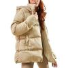 imageGihuo Womens Winter Puffer Jacket Oversized Zip Up Long Quilted Coats Lightweight Stand Collar Padded Jackets with HoodApricot
