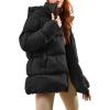 imageGihuo Womens Winter Puffer Jacket Oversized Zip Up Long Quilted Coats Lightweight Stand Collar Padded Jackets with HoodBlack