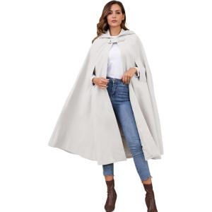 imageGihuo Cape Poncho Womens Hooded Maxi Cloak Coat Winter Warm Long Cloak Cosplay Costumes OuterwearBeige