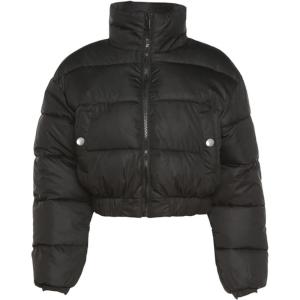 imageGihuo Women s Cropped Quilted Puffer Jacket Outerwear Coats01black