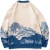 imageGihuo Mens Sweater Vintage Cow Printed Sweater Pullover Sweaters Crewneck Oversized Kawaii Sweater Knit Tops JumperBlue