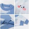 imageGihuo Mens Sweater Vintage Cow Printed Sweater Pullover Sweaters Crewneck Oversized Kawaii Sweater Knit Tops JumperDblue