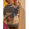 imageGihuo Mens Sweater Vintage Cow Printed Sweater Pullover Sweaters Crewneck Oversized Kawaii Sweater Knit Tops JumperDblue