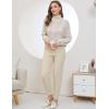 imageGihuo Women s Cable Knit Sweater Pants Long Knit Harem Pants Joggers Drawstring Elastic Waist Stretchy Knit Pants01beige