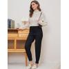 imageGihuo Women s Cable Knit Sweater Pants Long Knit Harem Pants Joggers Drawstring Elastic Waist Stretchy Knit Pants01black