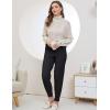 imageGihuo Women s Cable Knit Sweater Pants Long Knit Harem Pants Joggers Drawstring Elastic Waist Stretchy Knit Pants01black