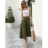 imageGihuo Women s Culottes Linen Blend Wide Leg Pants Elastic Waist Casual Palazzo Trousers with Pockets CaprisArmy
