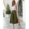 imageGihuo Women s Culottes Linen Blend Wide Leg Pants Elastic Waist Casual Palazzo Trousers with Pockets CaprisArmy