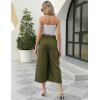 imageGihuo Women s Culottes Linen Blend Wide Leg Pants Elastic Waist Casual Palazzo Trousers with Pockets CaprisArmy
