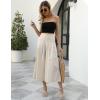 imageGihuo Women s Culottes Linen Blend Wide Leg Pants Elastic Waist Casual Palazzo Trousers with Pockets CaprisBeige