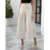 imageGihuo Women s Culottes Linen Blend Wide Leg Pants Elastic Waist Casual Palazzo Trousers with Pockets CaprisBeige
