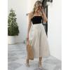 imageGihuo Women s Culottes Linen Blend Wide Leg Pants Elastic Waist Casual Palazzo Trousers with Pockets CaprisBeige