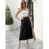 imageGihuo Women s Culottes Linen Blend Wide Leg Pants Elastic Waist Casual Palazzo Trousers with Pockets CaprisBlack