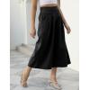 imageGihuo Women s Culottes Linen Blend Wide Leg Pants Elastic Waist Casual Palazzo Trousers with Pockets CaprisBlack