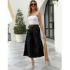 imageGihuo Women s Culottes Linen Blend Wide Leg Pants Elastic Waist Casual Palazzo Trousers with Pockets CaprisBlack