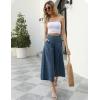imageGihuo Women s Culottes Linen Blend Wide Leg Pants Elastic Waist Casual Palazzo Trousers with Pockets CaprisDarkblue