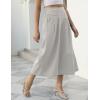 imageGihuo Women s Culottes Linen Blend Wide Leg Pants Elastic Waist Casual Palazzo Trousers with Pockets CaprisLightkhaki