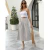 imageGihuo Women s Culottes Linen Blend Wide Leg Pants Elastic Waist Casual Palazzo Trousers with Pockets CaprisLightkhaki